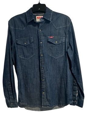 Wrangler Denim Snap Front Long Sleeve Shirt Top Size Small